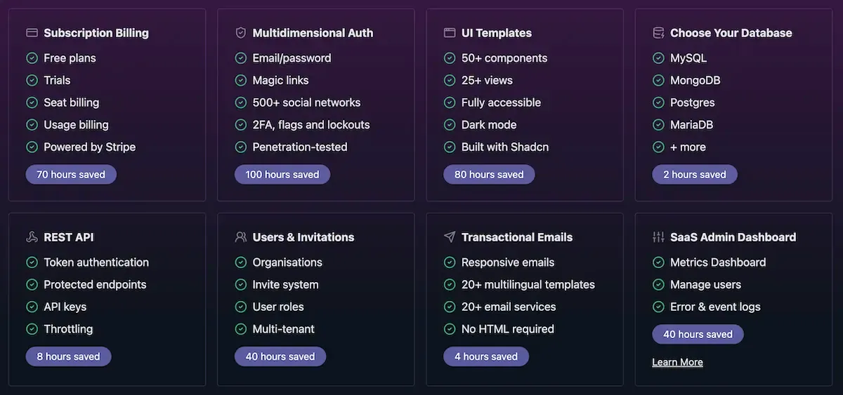 Gravity SaaS Boilerplate features